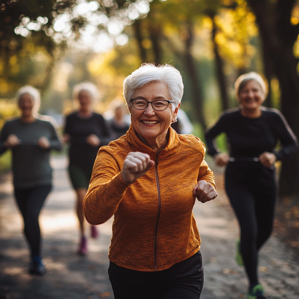Щаслива група активних пенсіонерів на тренуванні
